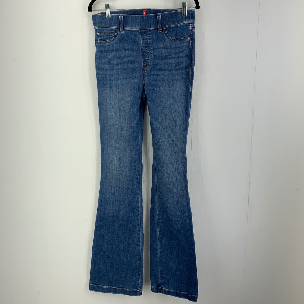 Spanx Women Medium Tall Long Flare High Rise Pull On Stretch Jeans Boho Retro